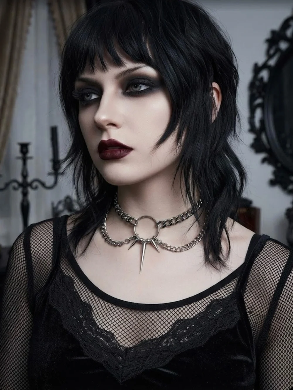 Hand Crafted Spike Chain Choker Necklace